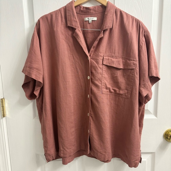 Madewell Linen Camp Shirt Womens XXL Lagenlook Button Up Collared - Picture 3 of 10
